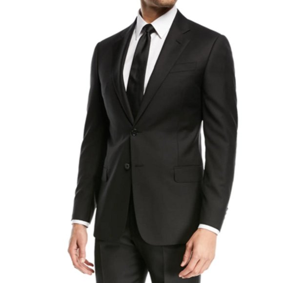 NWT Emporio Armani Men's Suit 46R-40W Black Slim Fit Stretch Wool MSRP $1895 - Picture 1 of 12
